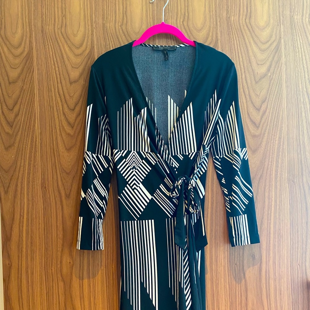 BCBG MaxAzria Wrap Black and White Dress